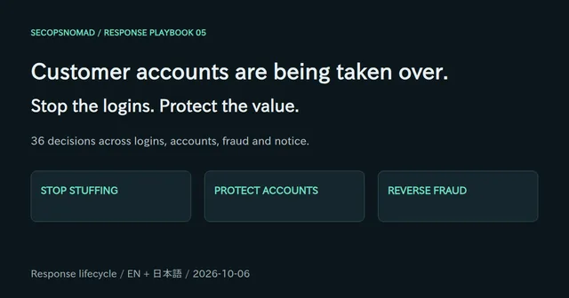 Customer account takeover response: 36 decisions to stop credential stuffing, protect accounts and reverse fraud.