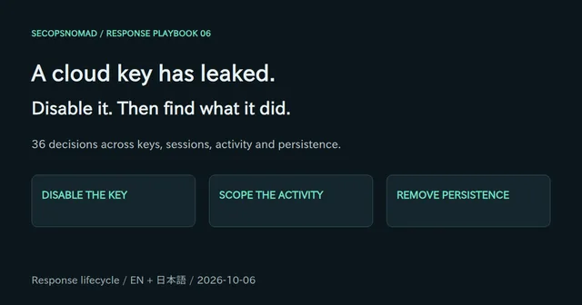 Leaked cloud keys response: 36 decisions to disable the key, scope its activity and remove persistence.