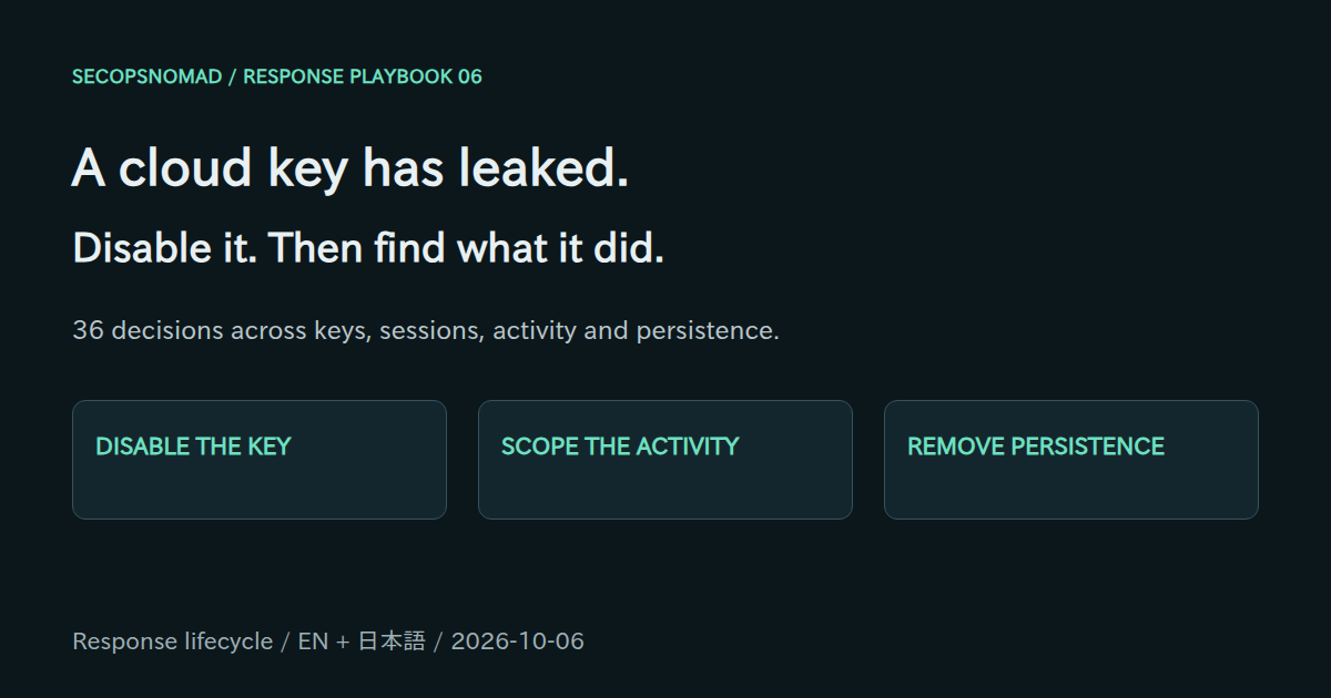 Leaked cloud keys response: 36 decisions to disable the key, scope its activity and remove persistence.